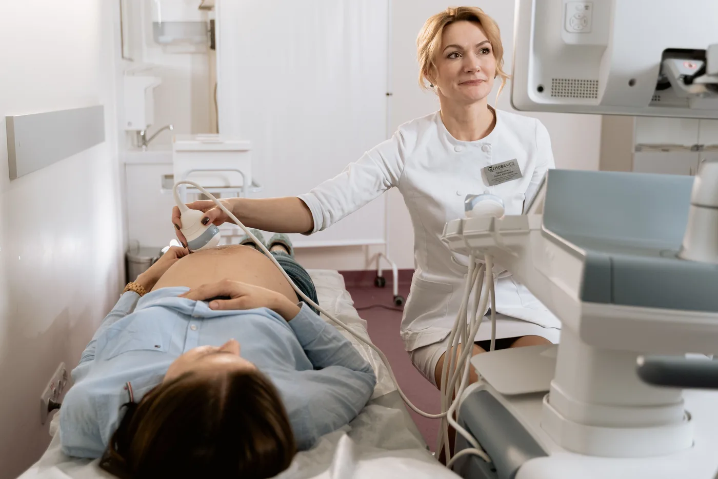 Ultrasound examination in a clinic — illustrative stock photograph, not a fetal intervention